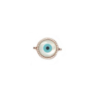 Evil Eye Rose Gold Plated Connector Mother Of Pearl with Cubic Zirconias 15mm