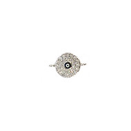 Round Evil Eye (black) Connector Silver-Plated Copper with Cubic Zirconias 10mm
