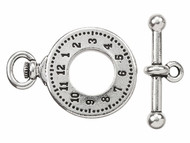 TierraCast Antique Silver Clock and Bar Toggle Clasp Set each
