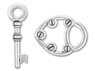 TierraCast Antique Silver Lock and Key Toggle Clasp Set each
