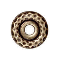 TierraCast 10mm Antique Brass Large Hole Hammertone Bead each(56786)