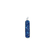 Sterling Bezel Druzy Vertical Pendant blue Baguette 8.5x30mm(57987)