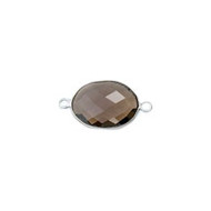 Connector Smokey Quartz Oval11x15mm with Bezel Sterling Silver - each(51334)