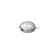 Connector Pyrite Oval11x15mm with Bezel Sterling Silver - each (51336)
