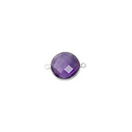 Connector Amethyst 6mm Round Bezel Sterling Silver - each(58024)