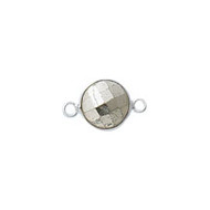 Connector Pyrite 6mm Round Bezel Sterling Silver - each(56244)