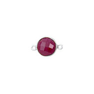 Connector Ruby Dyed 8mm Round Bezel Sterling Silver - each(56233)