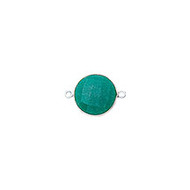 Connector Emerald Dyed 8mm Round Bezel Sterling Silver - each(56238)