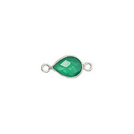 Connector Onyx Green 10x7mm Pear Bezel Sterling Silver - each(56250)
