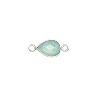 Connector Chalcedony 10x7mm Pear Bezel Sterling Silver - each(56258)