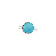 Connector Turquoise 8mm Round Bezel Sterling Silver - each(56234)