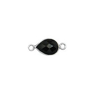 Connector Spinel Black 10x7mm Pear Bezel Sterling Silver - each(56253)