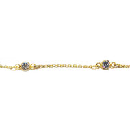 Gold Plated over Silver Chain with Clear 4mm CZ  1" intervals - per foot(38815)