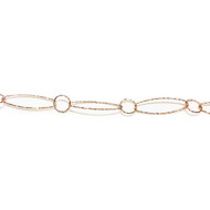 Rose Gold Vermeil Chain Diamond Cut Oval with Round Link 6.75x23.5mm - per foot(48795)