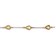 Sterling Silver Chain Set with Facetted Triangular Citrine - per foot