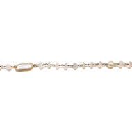 Vermeil Beaded Chain with Freshwater Pearls and Rose Quartz 6mm - per foot