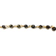 Vermeil Bead Chain wtih Pyrite 4mm Facetted Round - per foot(58916)