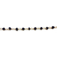 Sterling Silver Beaded Chain with Black Spinel 3-4mm - per foot