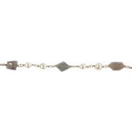 Vermeil Beaded Chain with Labradorite Nuggets and Freshwater Pearls - per foot