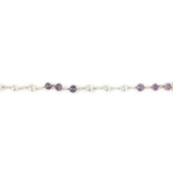 Vermeil Beaded Freshwater Pearl and Amethyst Chain 6mm - per foot