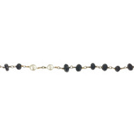 Vermeil Beaded Freshwater Pearl and Black Spinel Chain 6mm - per foot