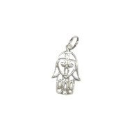 Charm Hamsa 22x13mm with heart Sterling Silver(61399)