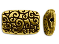 Tierra Cast Antique Gold Rectangle Scroll Bead each