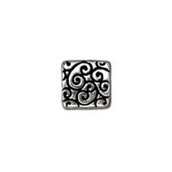 TierraCast Antique Silver Square Scroll Bead each  (20471)