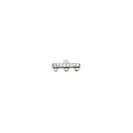 Bar Connector Three Strands 14mm x 6mm CZ Silver Plated Copper - each(63296)