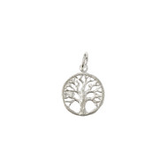 Charm Textured Tree of Life 14mm with Jump Ring Sterling Silver - each(65593)
