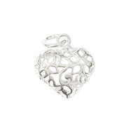 Charm Filigree Puff Heart 14x13mm with Jump Ring Sterling Silver - each(65566)