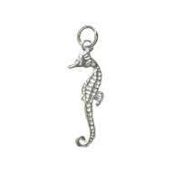 Charm Slender Seahorse 25x9mm with Jump Ring Sterling Silver - each(65563)