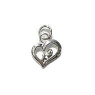 Charm Heart with Family 13.5x12mm with Jump Ring Sterling Silver - each(65592)