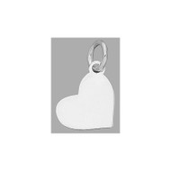 Charm Flat Heart With Ring 10x12mm Sterling Silver - each