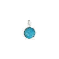 Pendant Turquoise Round 6mm Bezel Sterling Silver  - Each(64180)