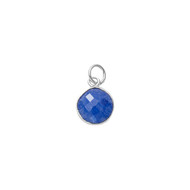 Pendant Dyed Sapphire Round 11mm Bezel Sterling Silver  - each(63987)