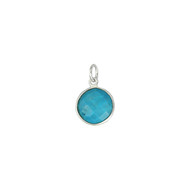 Pendant Turquoise Round 11mm Bezel Sterling Silver  - each(63991)
