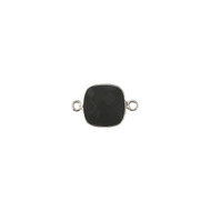 Connector Black Onyx 12mm Cushion Bezel Sterling Silver - each