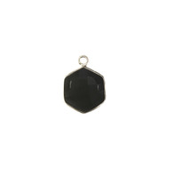 Pendant Black Onyx 12mm Hexagon Bezel Sterling Silver - each