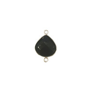 Connector Black Onyx Heart 15mm Bezel Sterling Silver - each(63787)