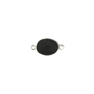 Connector Black Onyx Oval 10x15mm Bezel Sterling Silver - each(63781)