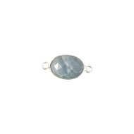 Connector Blue Opal Oval 10x14mm Bezel Sterling Silver - each(63831)