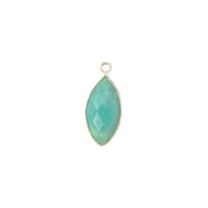Pendant Amazonite 9x18mm Marquise Bezel Sterling Silver - each
