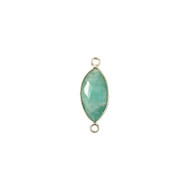 Connector Amazonite 9x18mm Marquise Bezel Sterling Silver - each