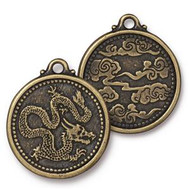 TierraCast Antique Bronze Dragon Coin Charm each