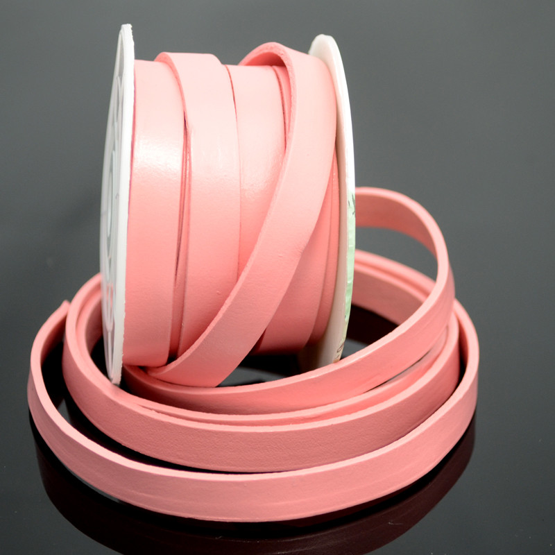 Leather Cord Flat 10x2mm Pink 5m spool - each(67618) - Capilano 