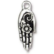 TierraCast Blossom Hand Charm, Antiqued Silver Plate 94-2549-12 - each