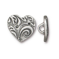 TierraCast Amor Button, Antiqued Pewter - Each (68503)