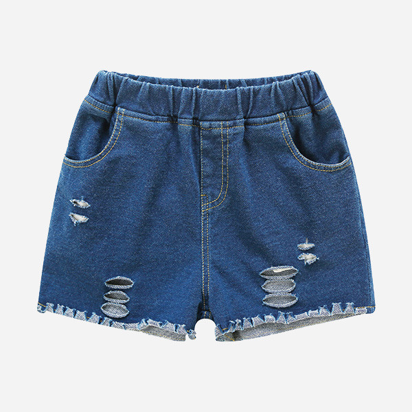 elastic band jean shorts