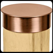 Nautical Round Copper Post Caps slide directly over the top of any size round post and protect for a lifetime. Lip spans 2 inches down the sides of posts and secures with glue or Liquid Nail. Various sizes available. 20 gauge thickest copper fence post caps on the market.